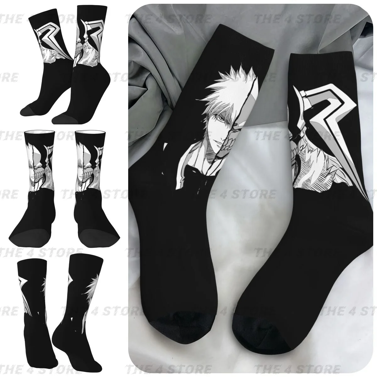 Bleach  High elasticity polyester fiber cosy Unisex Windproof Happy 3D color printing Socks