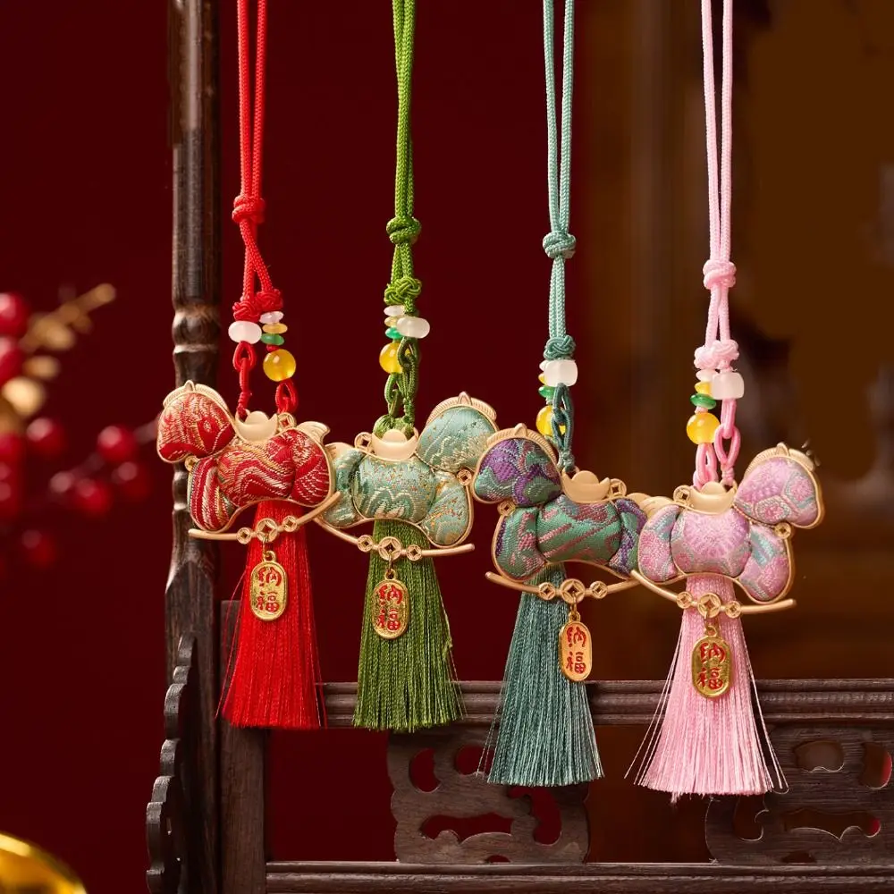 Chinese Style Pony Embroidered Pendant Brocade Satin New Year Horse Pendant Zodiac Mascot Spring Festival