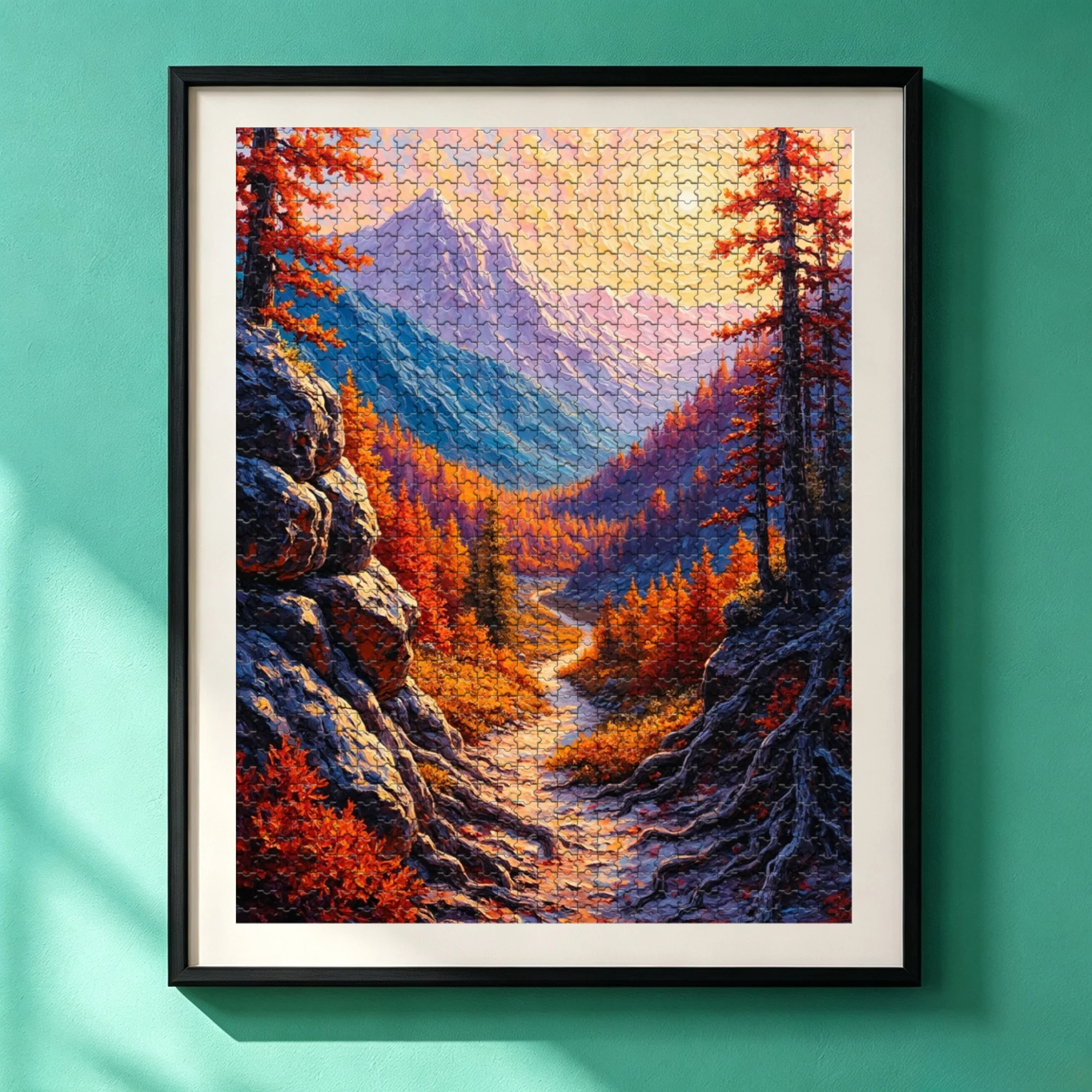Autumn Mountain Canyon Stream 300/500/1000 Piece Wooden Jigsaw Puzzle for Adults, Wood Puzzle Game, Brain Teaser Family Board Game, Home Entertainment Gift