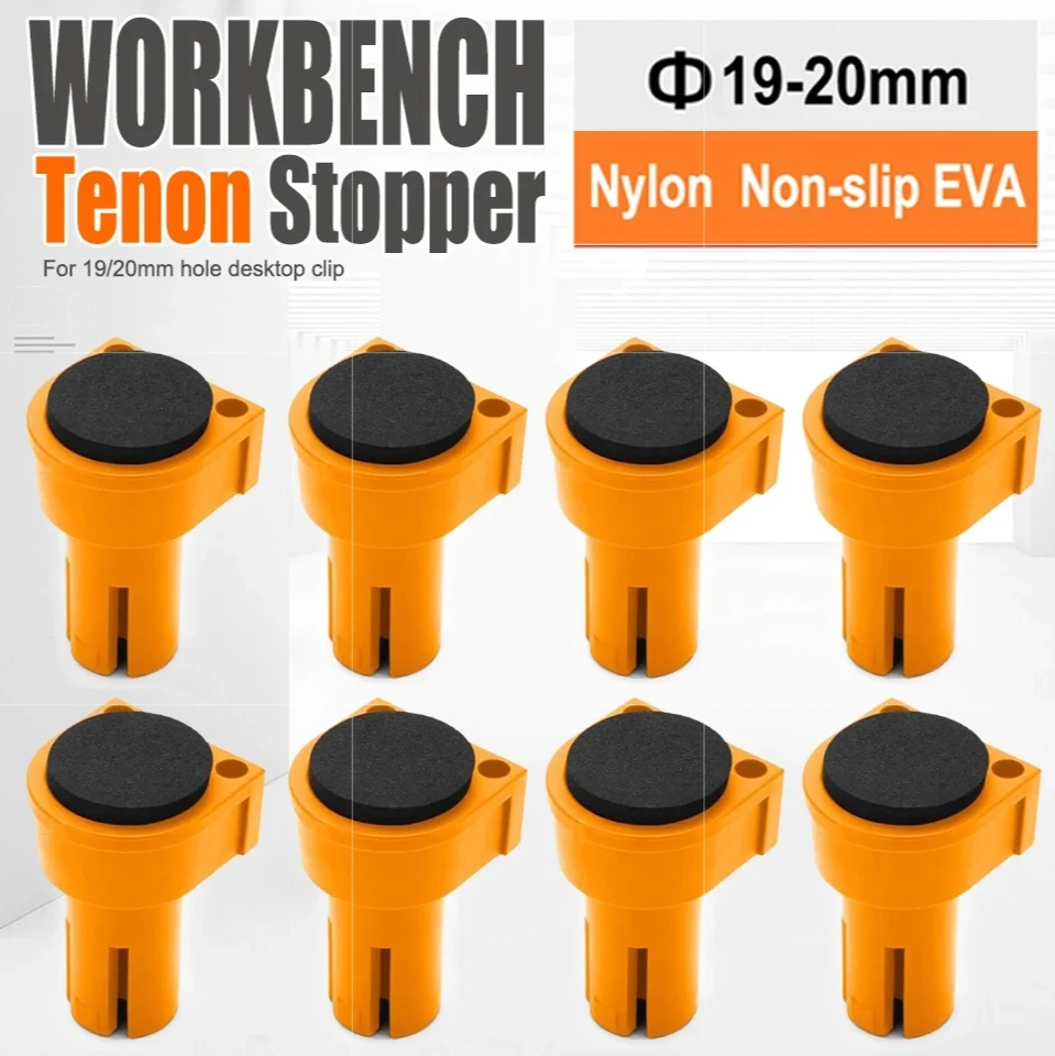 8 Pcs Non-Marring Workbench Tenon Stopper Set, Durable Nylon EVA Rubber Non-Slip Pegs for 19mm 20mm Bench Dog Holes