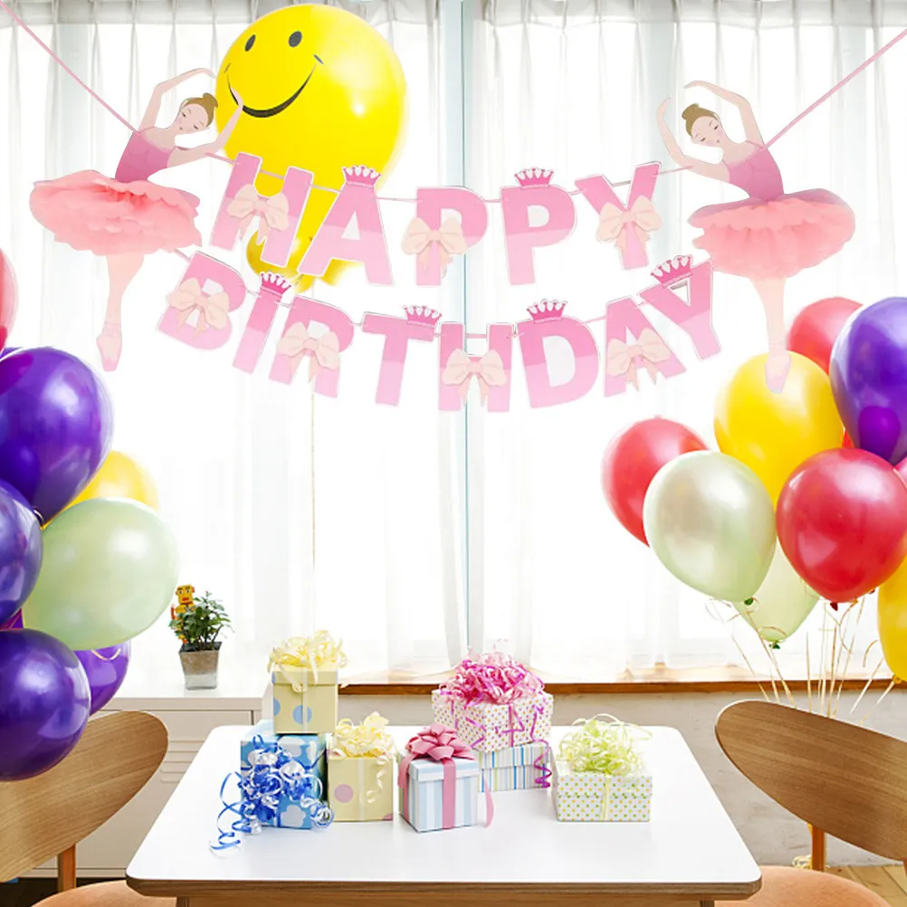 

2 шт. баннеров для дня рождения в стиле балетной танцовщицы, украшения для вечеринки, флаги-растяжки для детского праздника, декорации для вечеринок
