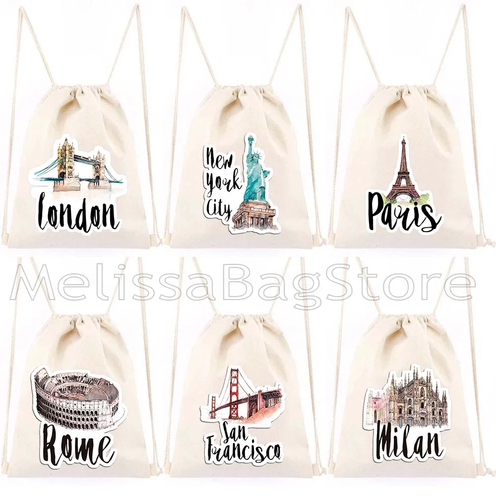 ミラノ モスクワ オランダ ニューヨーク パリ タージマハル エジプト ローマ サンフランシスコ ベルリン ロンドン 巾着バッグ バックパック ジム サックパック