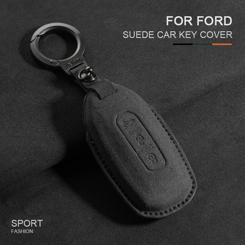 

Замшевый кожаный автомобильный смарт-чехол для дистанционного ключа, чехол-держатель для Ford Territory EV, защитный чехол, брелок, брелок, аксессуары