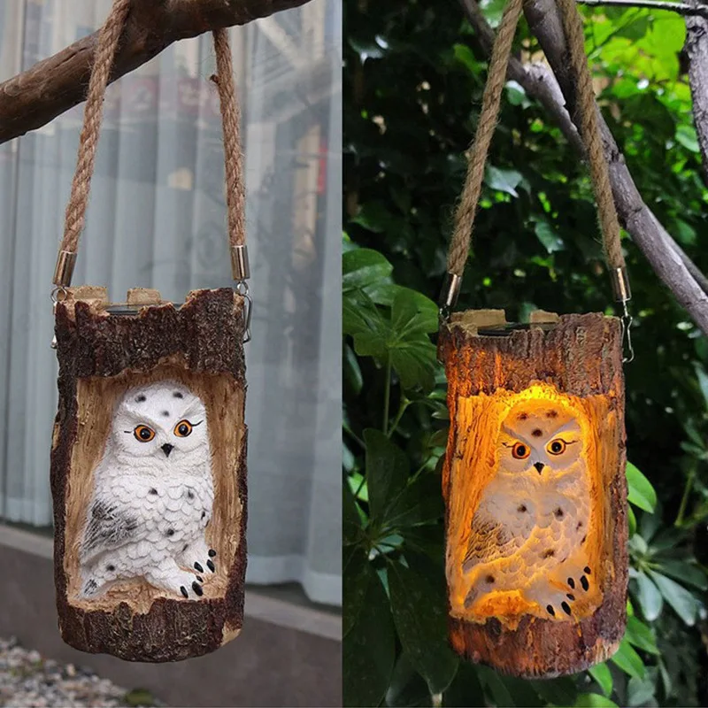 

New LED Solar Stump Lamp Owl Outdoor Garden Villa Decorative Hanging Lamp Simulation Tree Lamp