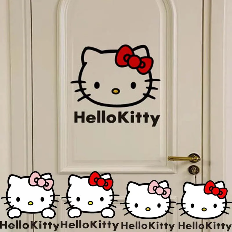 

Sanrio Hello Kitty Door Sticker PVC DIY Self-Adhesive anime Wallpaper Living Room Art Poster Mural Home Stickers decoration new
