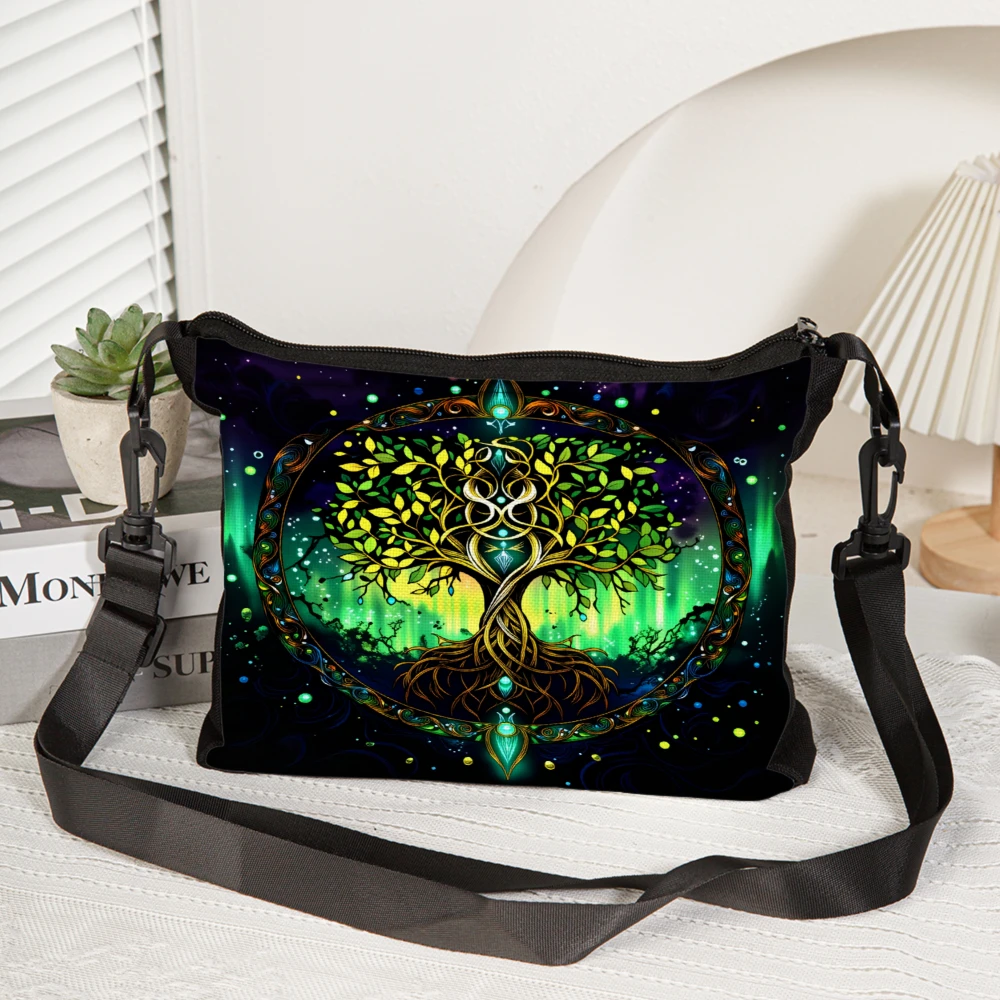 1pc Tree Of Life Crossbody Bag Black Cosmic Tree And Galaxy Pattern Shoulder Bags For Women Men Travel Work Daily Use Fashion