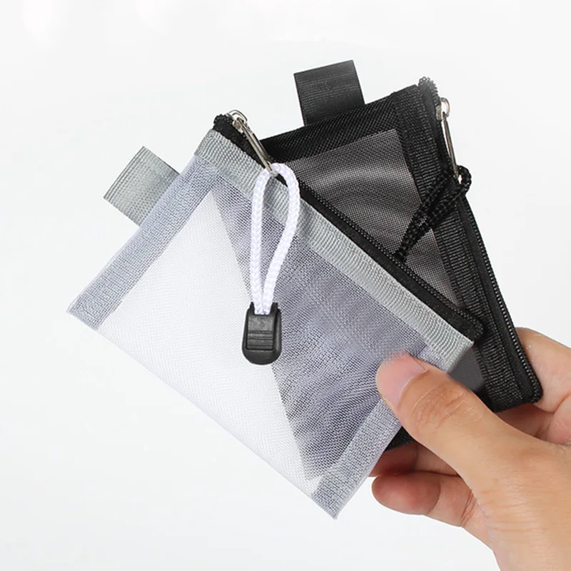 Mini-Geldbörse aus durchsichtigem Nylon mit Netzstoff und Reißverschluss, niedliche Geldbörse, tragbar, für Kreditkarten, Ausweise, Lippenstift, Tasche, Datenleitung, Schlüssel, Kopfhörer-Organizer – Detail 1