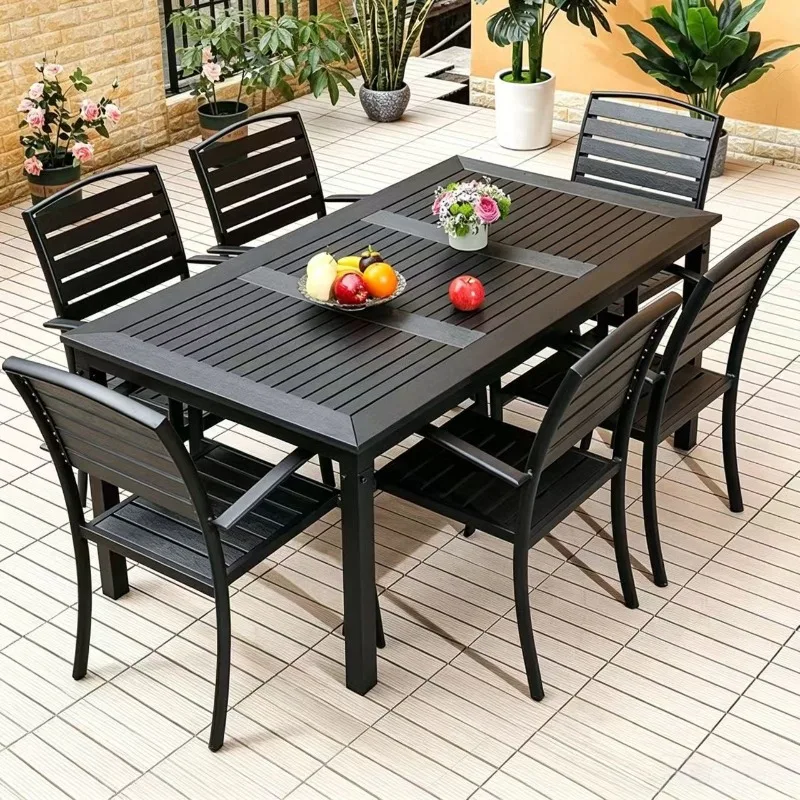 Outdoor tables and chairs plastic wood outdoor courtyard garden open-air dining table balcony leisure