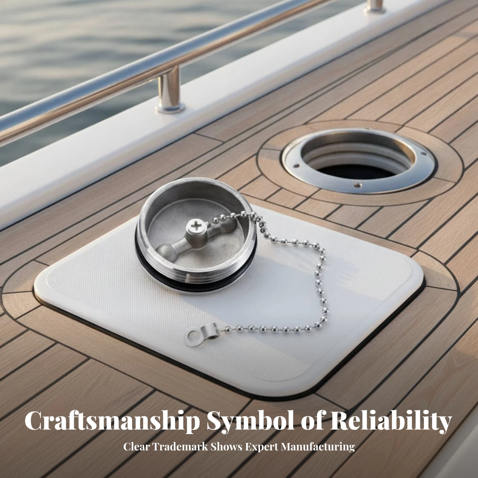 Slotted Top Tethered Chain Fuel Filler Cap Marine Fuel Filler Cap Smooth Silver Finish