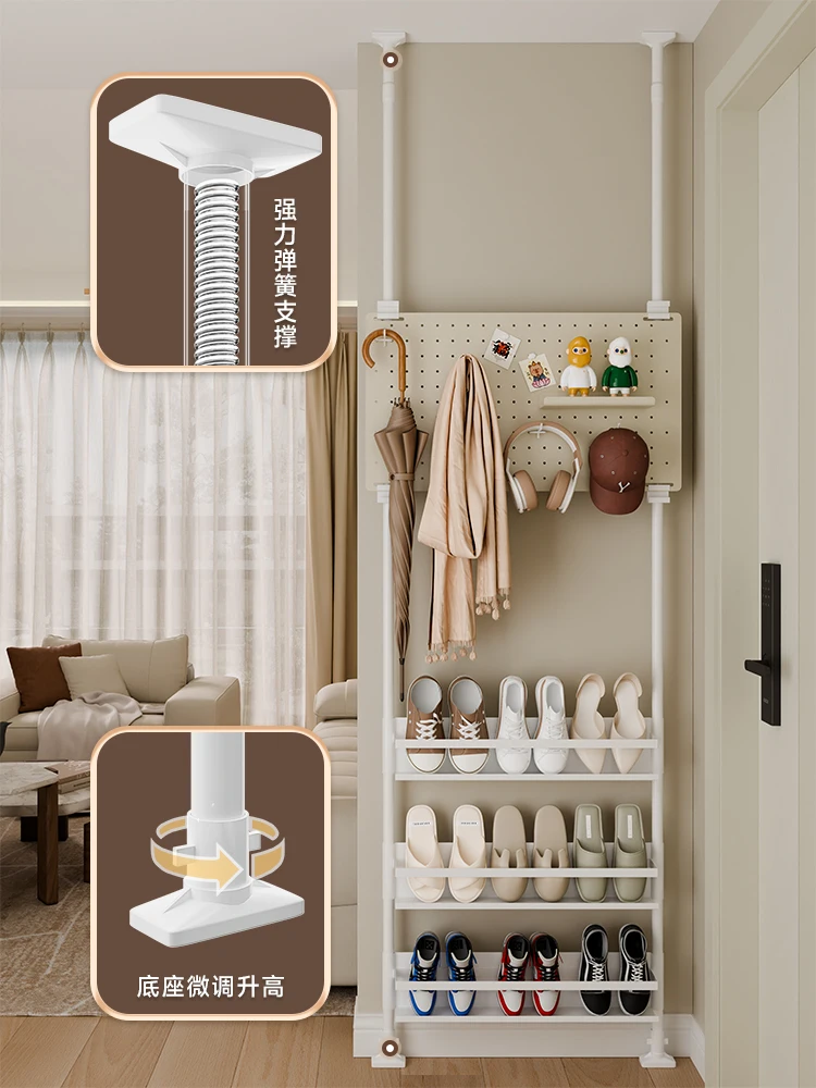 Shoe rack at the entrance, entrance hole board, wall decoration rack, and hanger at the door are integrated