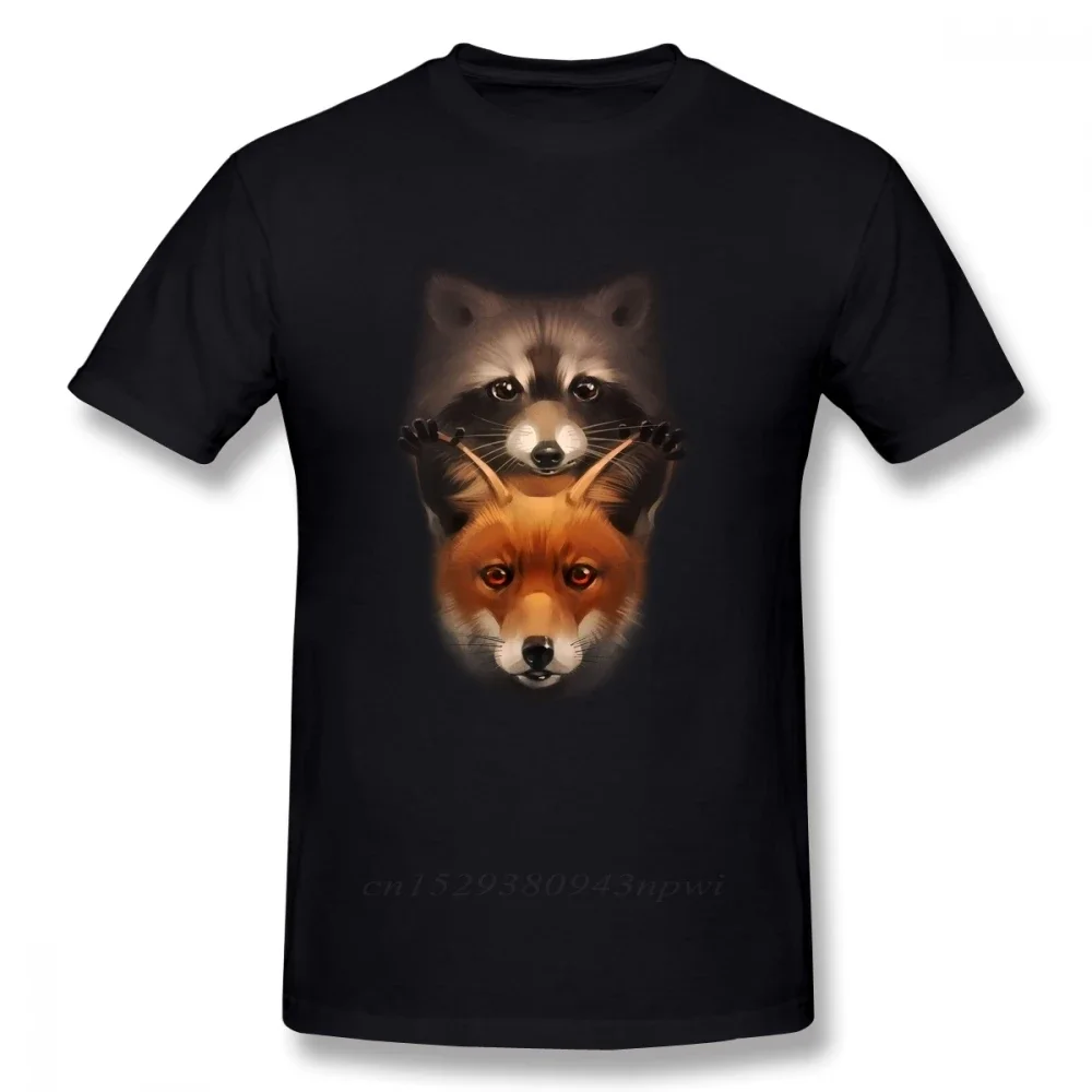 Fox And Raccoon T Shirt For Male Popular Tee 3D Print T shirt Hot slae New Arrival Fashion Guys Punk Designer Streetwear