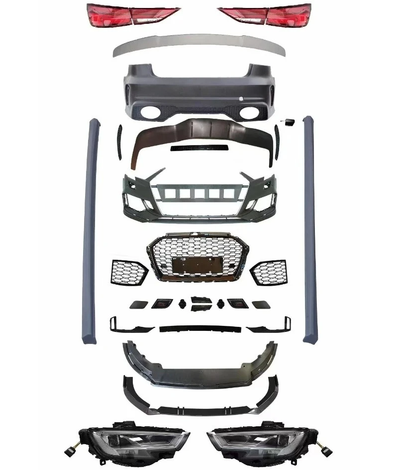 

Car 8V Upgrade RS3 8V.5 Style Front Rear Bumpers Headlight Taillight Body Kits for A3 S3 Sline 2013 2014 2015 2016
