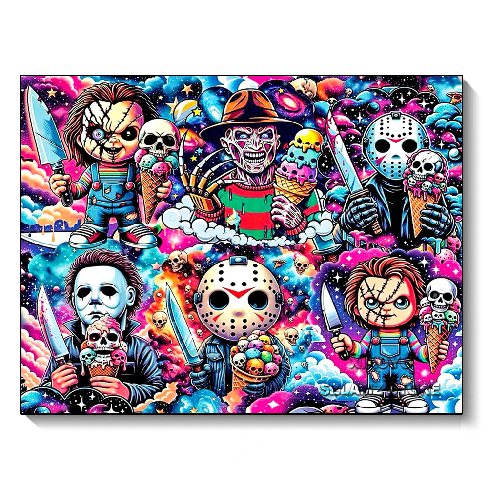 

Horror Idol Demon 5D Diamond Painting Classic Movie Character Mosaic Cross Stitch Kit Horror Villain Handmade DIY Decorations