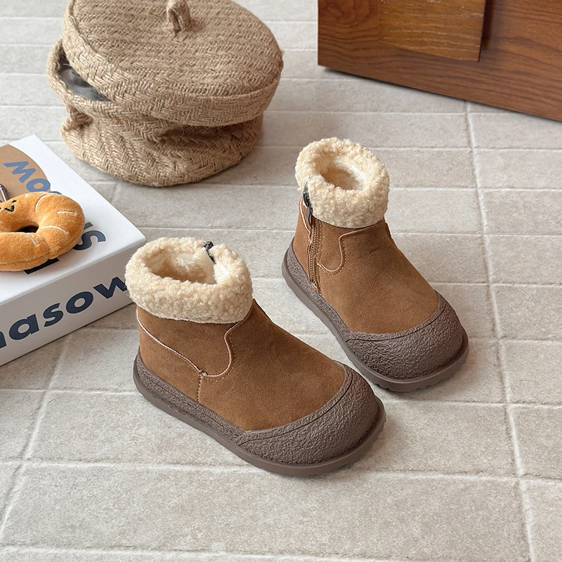 أطفال أحذية الثلوج 2025 شتاء جديد لينة وحيد القطن التمهيد الفتيات الأحذية الدافئة سميكة أحذية قطنية كل مباراة أحذية رياضية حذاء من الجلد لصبي