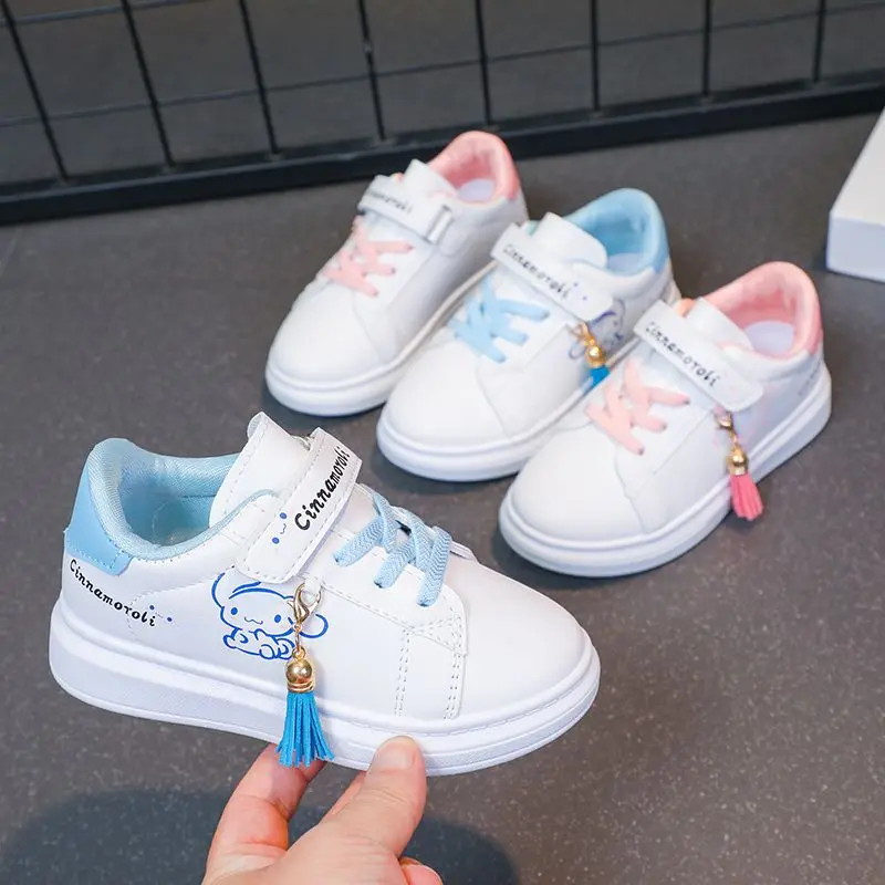 Sanrio Girls's Fashion Cute Cartoon Cinnamoroll Casual Sports Shoes Kid's Lovely Tassels Anti-skid Sneakers Children Board Shoes