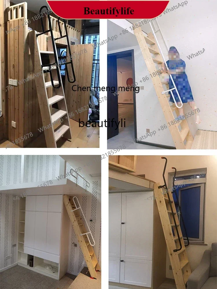 

G153 Solid Wood Loft Stairs Overall Wooden Ladder Household Ladder Climbing Ladder Engineering Straight