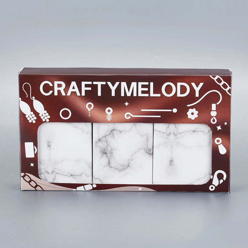 CRAFTYMELODY Marble Print Cardboard Paper Storage Boxes, Jewellery boxes, Rectangle, WhiteSmoke