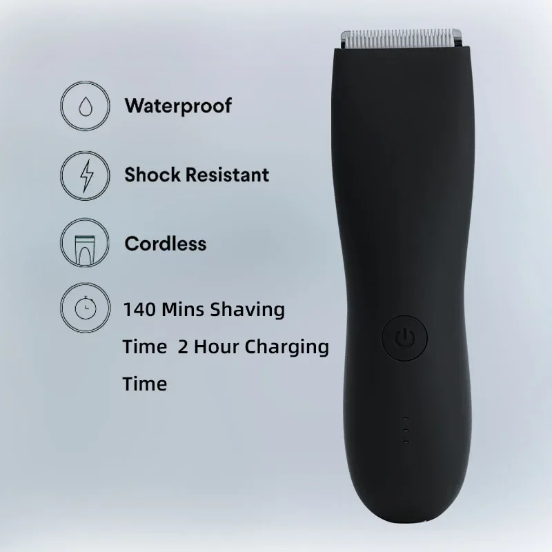 Electric Groin Hair Trimmer Men\'s Body Grooming Clipper Pubic Epilator Ceramic Blade Waterproof Male Hygiene Razor Safe Shaver