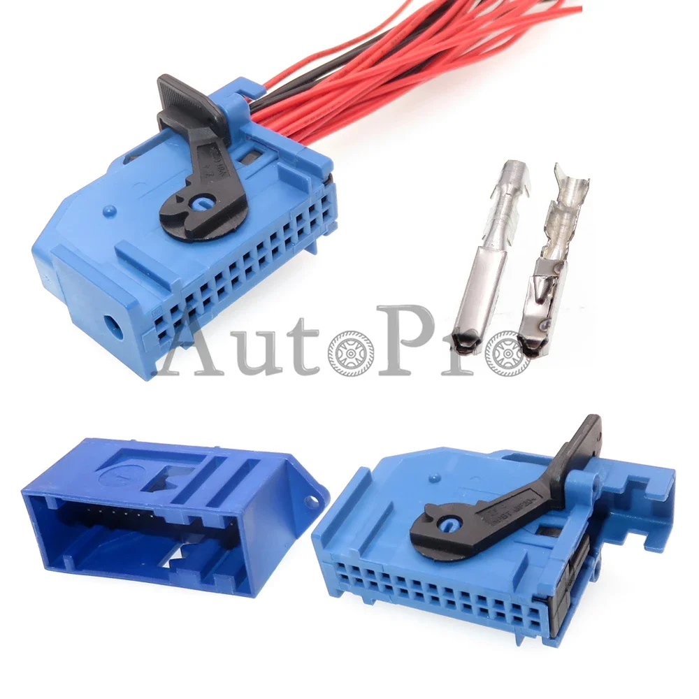 1 Set 26 Hole Auto AC Assembly Low Current Socket 185879-2 185226-2 Blue Automobile Instrument Panel Wire Connector