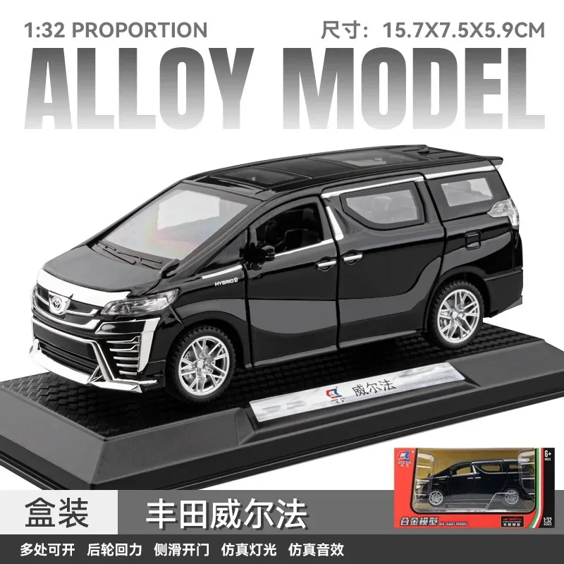 Modèle de voiture d'affaires SUV en alliage Toyota Vellfire, décoration de simulation, cadeaux jouets pour enfants, 1:32