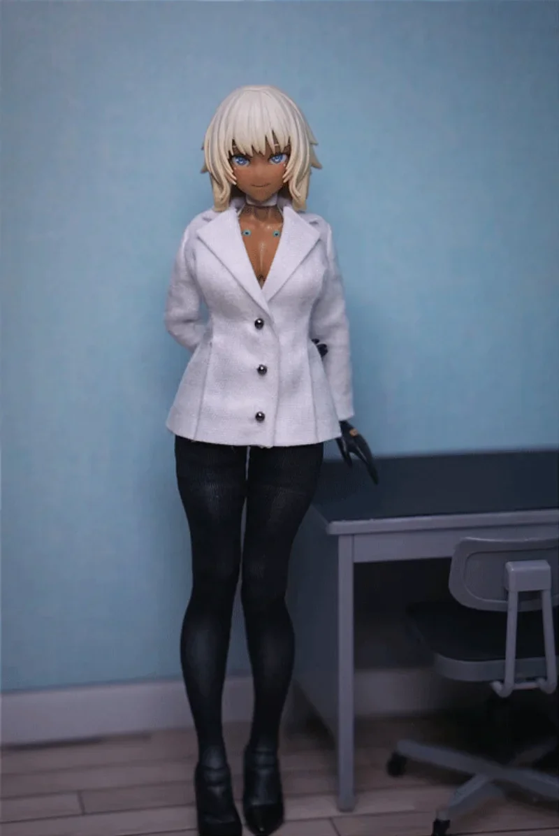 

1/12 Female Clothes White Suit Coat&Tights Panty-hose for 6'' figma shf 30ms tbl