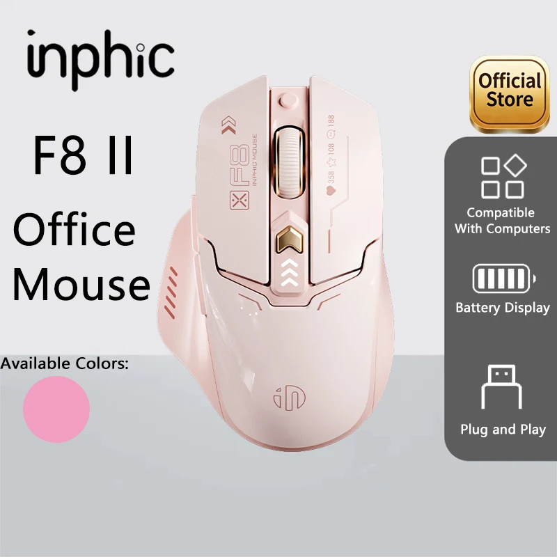 INPHIC Silent Office Mouse 2400DPI Ergonomic Gaming Mouse Designed for Women Suitable for Desktop and Laptop Computers