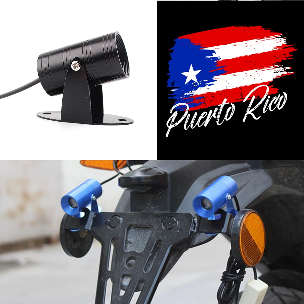 

1 Piecesx LED PUERTO RICAN FLAG OF PUERTO RICO Logo Tail Light Universal Motorcycle Laser Ghost Shadow Spotlight Laser Projector