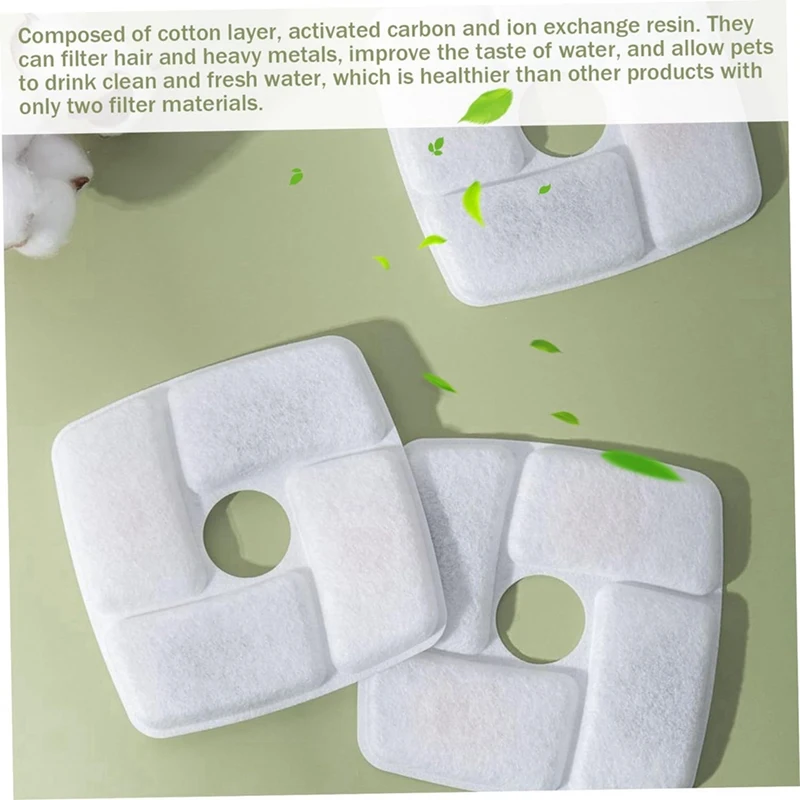 Cat Water Fountain Filter 6Pcs Activated Carbon Fountain Filter,Pet Fountain Filter Replacement Triple Filtration System