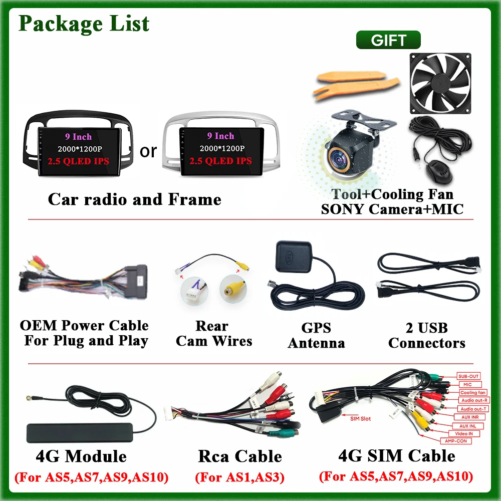 أندرويد 15 راديو السيارة لشركة هيونداي أكسنت 3 2006-2011 نظام تحديد المواقع والملاحة أندرويد السيارات Carplay واي فاي فيديو ستيريو عرض 4G BT No 2din