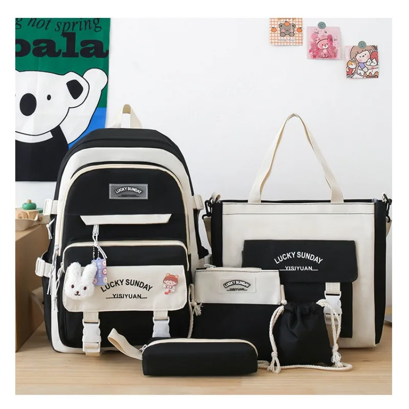 5pcs-new-large-capacity-casual-backpack-for-middle-school-girls-student-rucksack