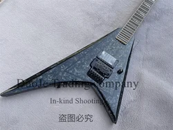 Gray Pearl Electric Guitar Black Body Tremolo Bridge Rosewood Fingerboard Shark Fin inlaid Closed Pickup Black Tuners