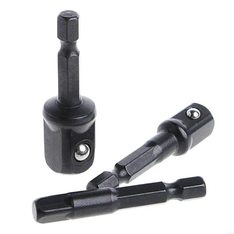 

T8UC 3 Pcs Socket Adapter Set Shank to 1/4 3/8 Inch Impact Driver Drill Bits