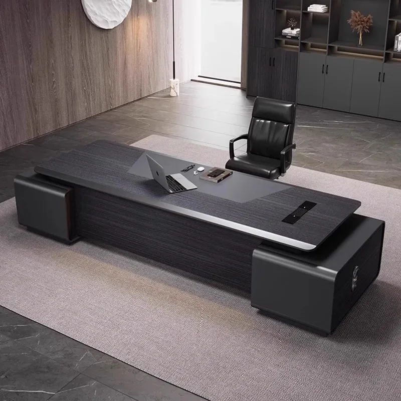 Strong Black Executive Office Desk Drawers Manager Modern Cheap Computer Desk Study Adjustable Bureau Tafel Work Station Table