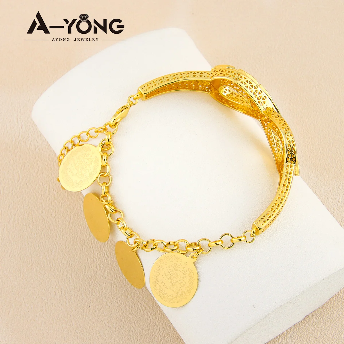 Turkish Gold Color Coins Bracelet 18k Gold Plated Fashion Unique Punk Personality Bangles Arab Dubai Women Party Jewelry Gifts