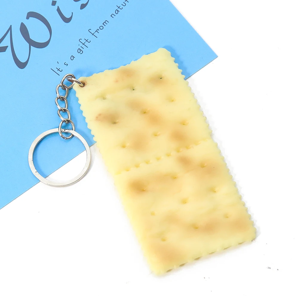 시뮬레이션 패스트리 음식 키 체인 어린이 간식 가짜 쿠키 모델 사진 소품, 자동차 키 링 가방 펜던트 보석 선물