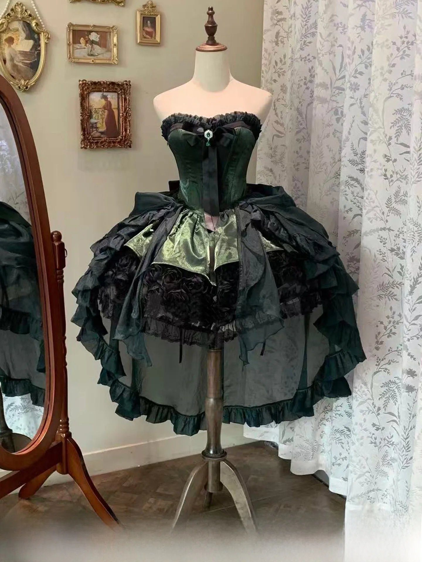 

Green Lolita Party Dress Women's High End Luxury Gothic Style Adult Ceremony Princess Skirt Lolita Dress
