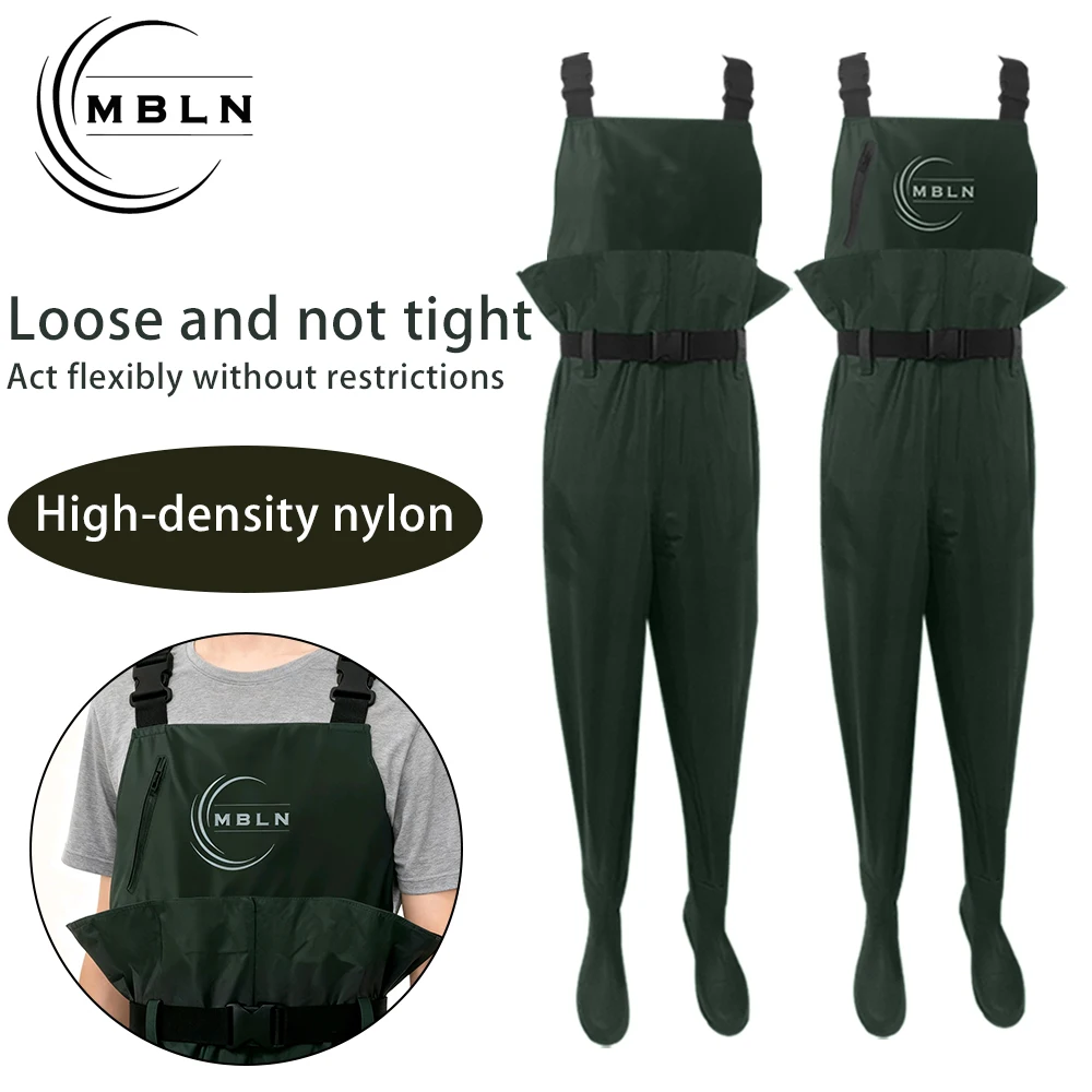 mbln-軽量防水pvcゴム製全身フィッシングハンティングウェーダーブーツ、通気性のあるジッパー付きダイビングパンツ（フライフィッシング用）