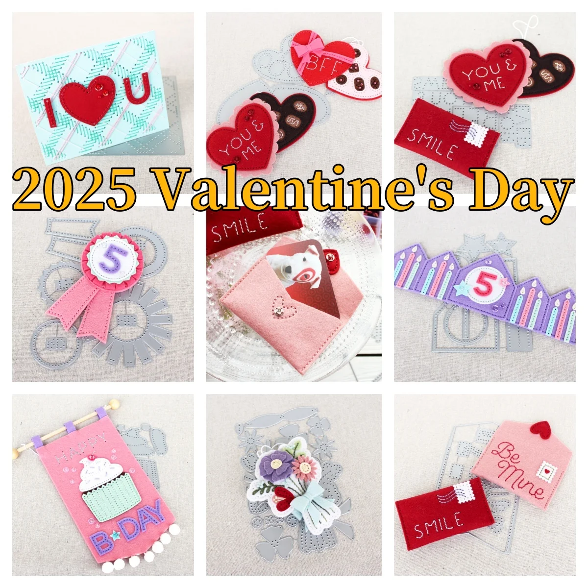 

2025 Valentine's Day Collection Felt Cutting Dies For DIY Scrapbook Craft Decoration Embossing Template Supplies Greeting Card