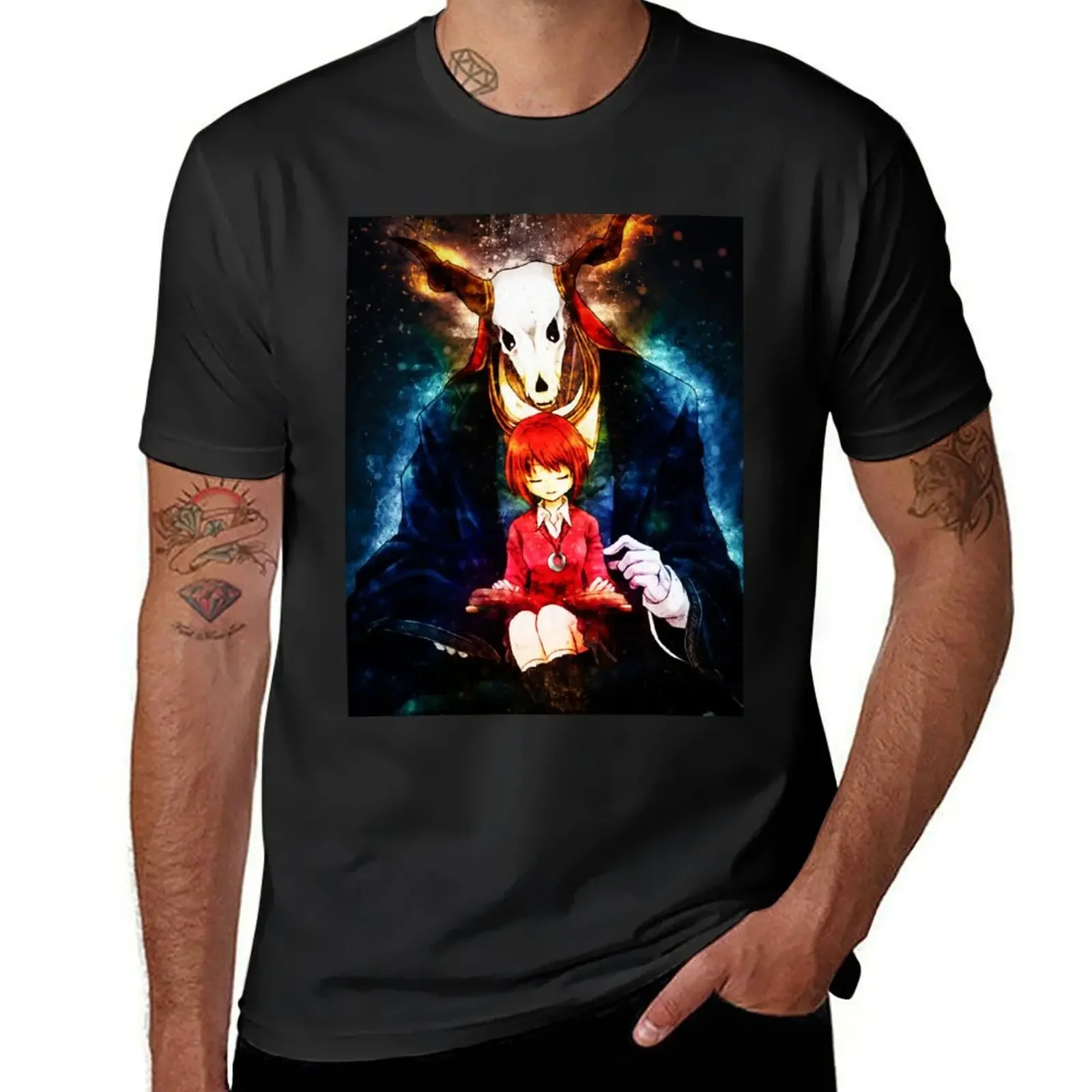

funnys boys animal print Blouse Short sleeve tee men Round Collar Elias Ainsworth Chise Hatori The Ancient Magus Bride T-shirt