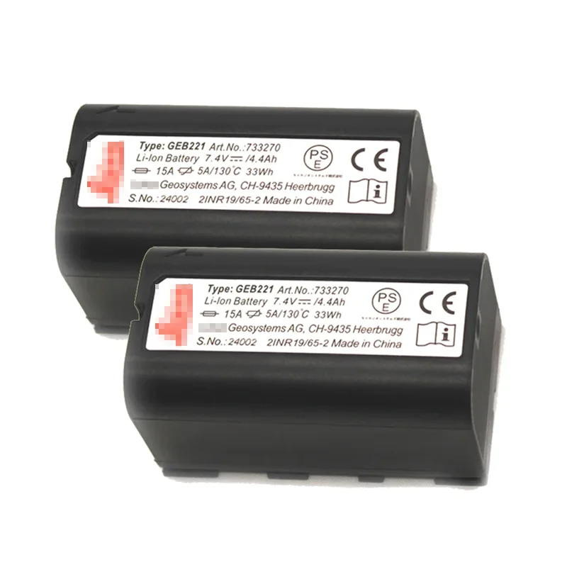 2pcs GEB221 Battery for LEI CA TS02 TS06 TS09 TPS1200 Total Station 7.4V 4400mAh Lithium Battery