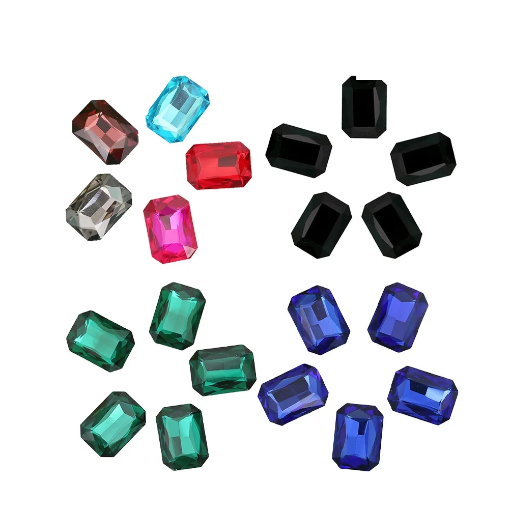50Pcs Octagonal Glass Drills Colorful Rhinestones DIY Accessories Nail Art Home Decor Fashion Jewelry Colorful Rhinestone