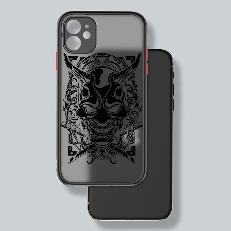 Japanese Samurai For iPhone 15 Ultra 14 13 12 11 Mini XS XR X 8 7 Pro Max Plus Frosted Translucent Phone Case