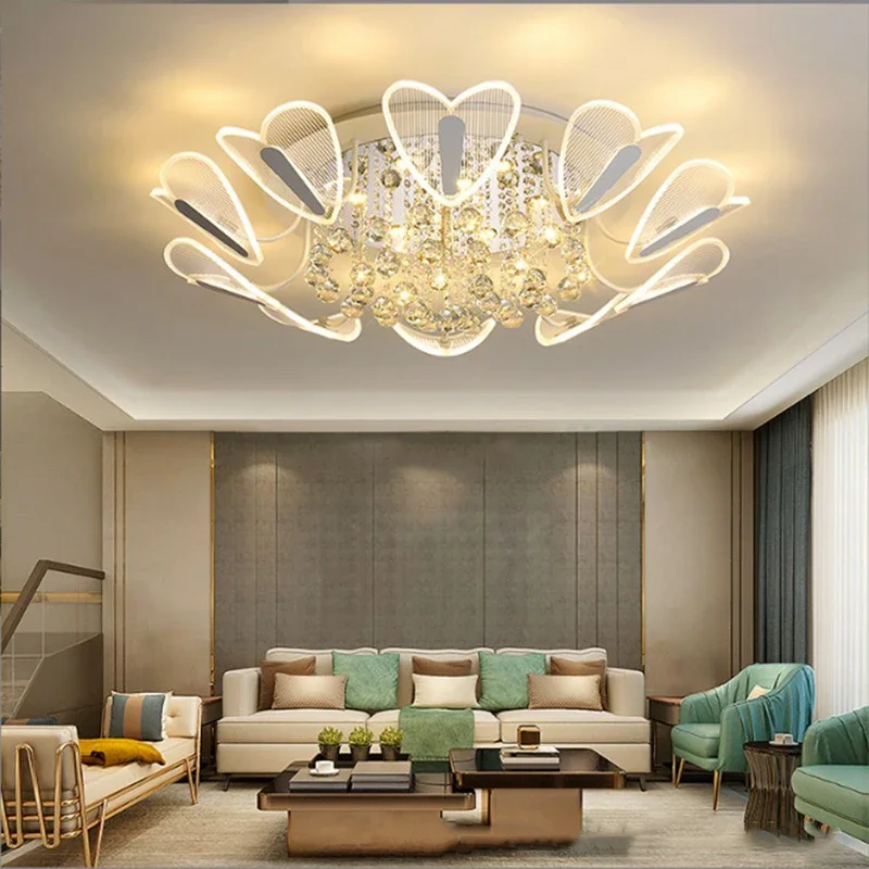 Crystal Ceiling Light Light Luxury Bedroom Dining Room Indoor Chandelier Simple Heart-Shaped Decorative