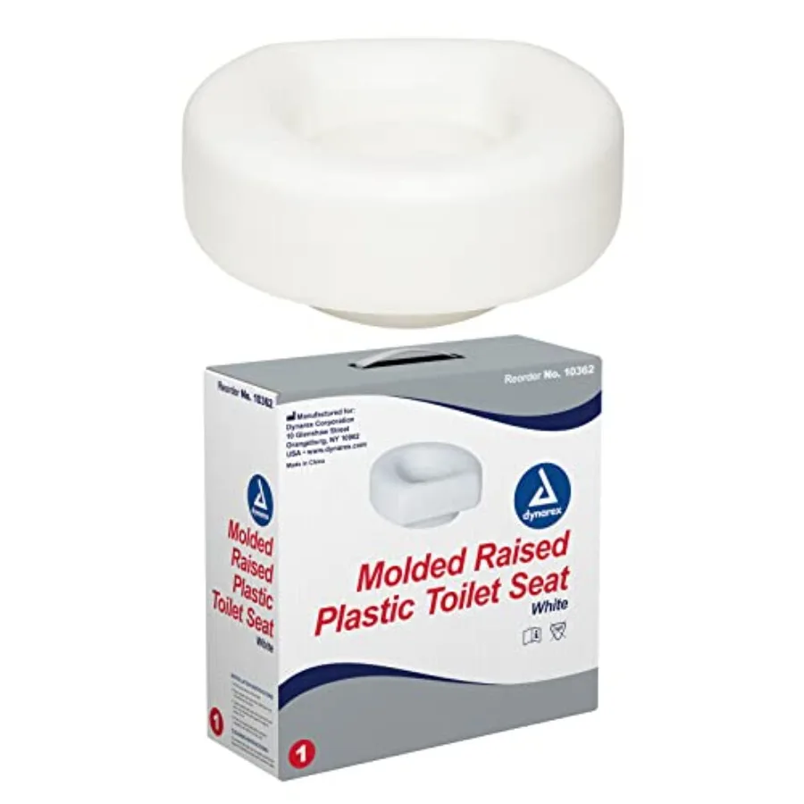 Dynarex Molded Raised Toilet Seat is a Lightweight Elevated Seat for Post-Surgery Patients or Having Difficulty Moving from Sta