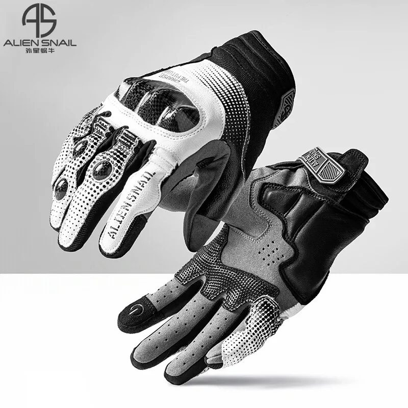 

ALIEN SNAIL Motorcycle Gloves Carbon Fiber guantes moto Touch Screen Breathable Motorbike Racing Riding Protective Gloves Summer
