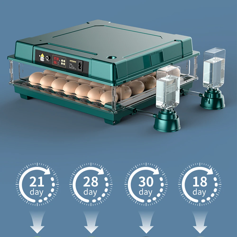 42-63 Eggs Incubator with Egg Candler, Hatching days display , Bring a water bottle, Incubator for Chicken Duck Goose Quail Eggs