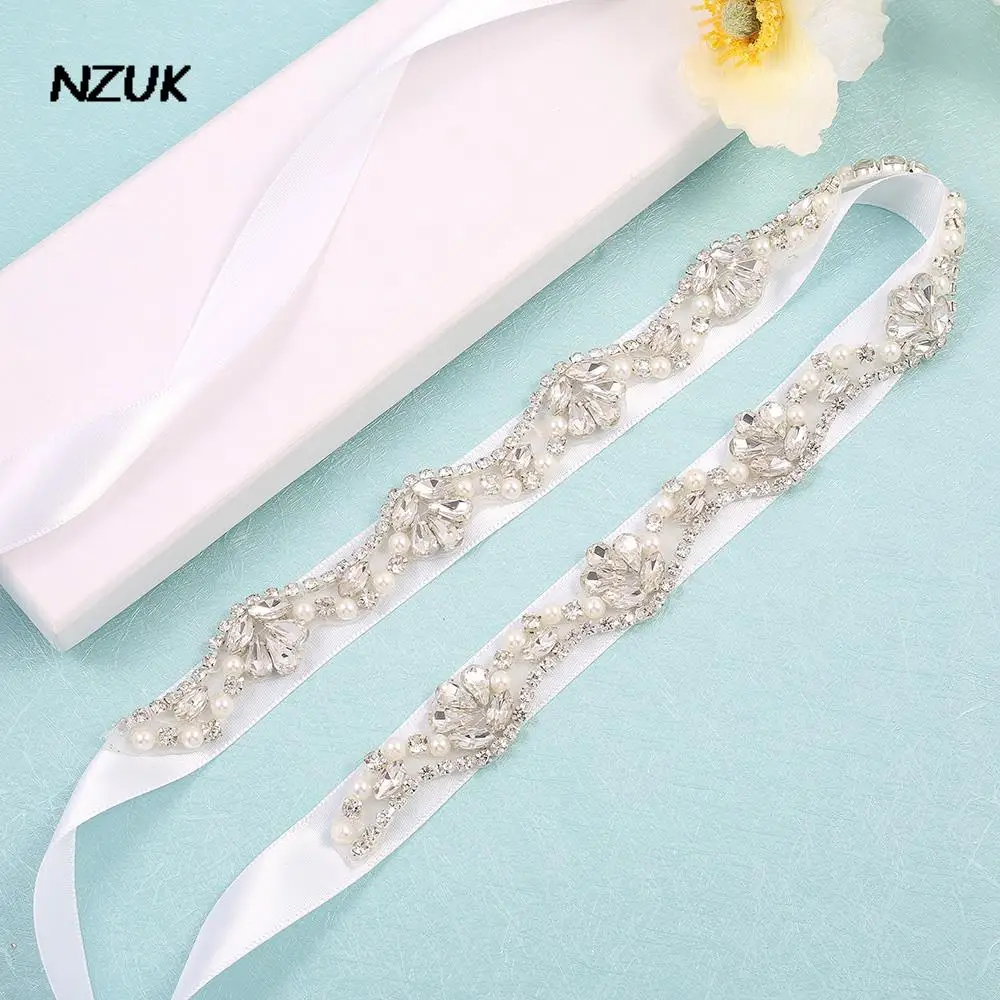 NZUK Wedding Sash Bridal Belts Rhinestone belt for Bridal Dress Handmade Bridesmaid Belt Sliver Bridal Sashes