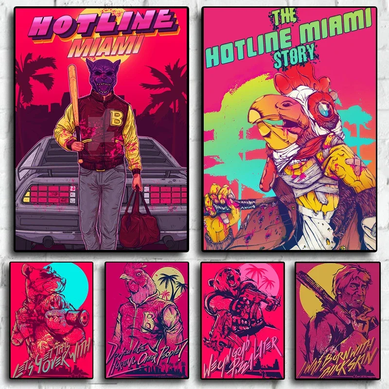 Hotline Miami Poster Classic Adventure Game Posters Prints Canvas Painting Wall Art Picture Decoration Living Room Home Decor