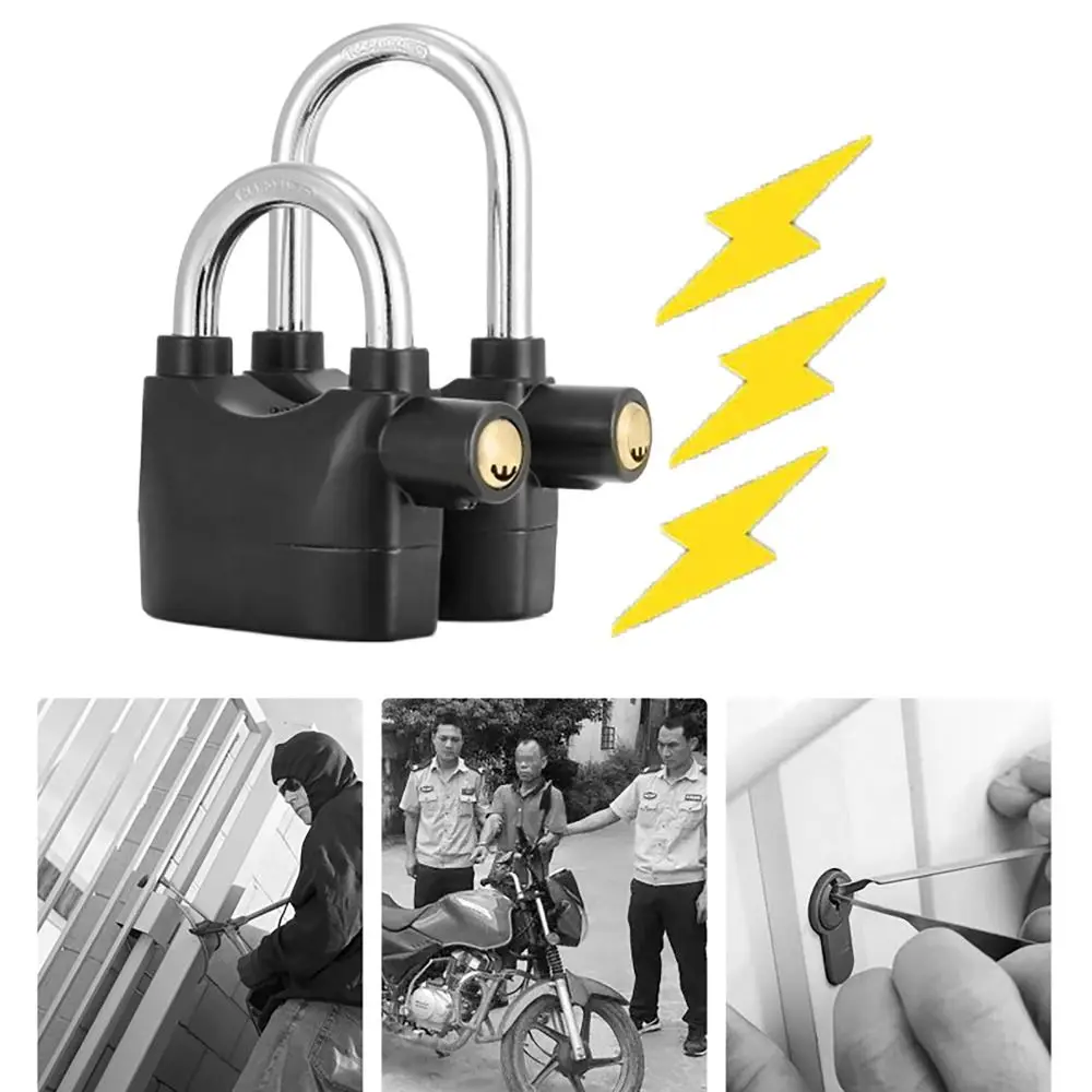 Alloy Steel Anti-theft Alarm Lock Padlock with 1.5m Steel Cable 110 DB Motorcycle Ring Lock Long Life Electric Bicycle Lock