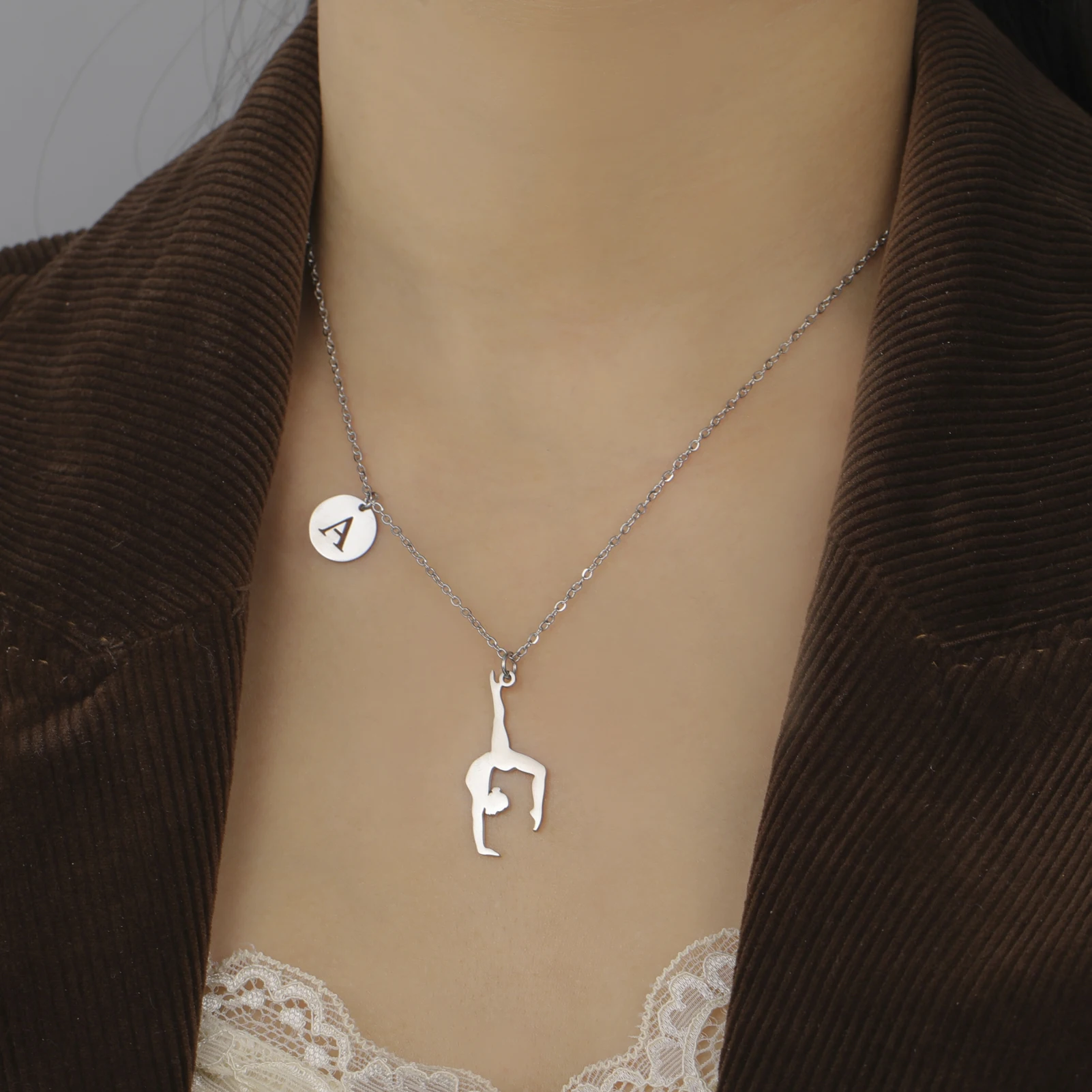 

Skyrim Artistic Gymnastics Letter A Pendant Necklace Stainless Steel Female Gymnastics Dancer Initial Charm Jewelry Gift 2025